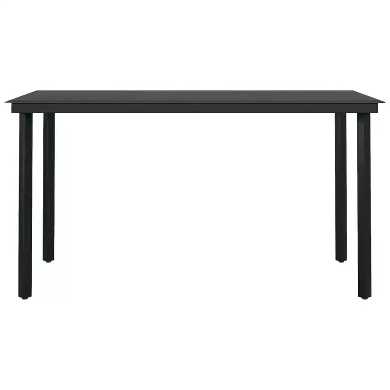 vidaXL Garden Dining Set Black Steel, PE Rattan Standard Stackable - Gray 55.1 Table Length 4 Piece
