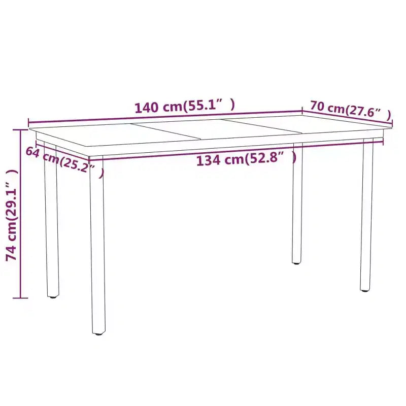 vidaXL Garden Dining Set Black Steel, PE Rattan Standard Stackable - Gray 55.1 Table Length 4 Piece