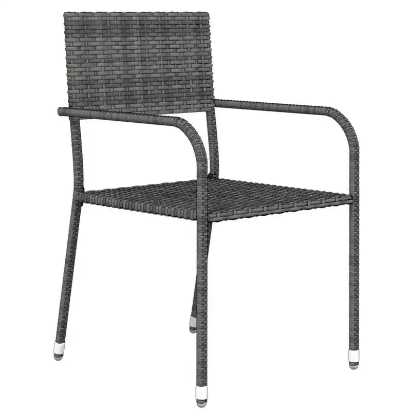 vidaXL Garden Dining Set Grey PE Rattan, Steel, Glass 5-Piece Stackable - 31.5 Table Length Gray 4 Items