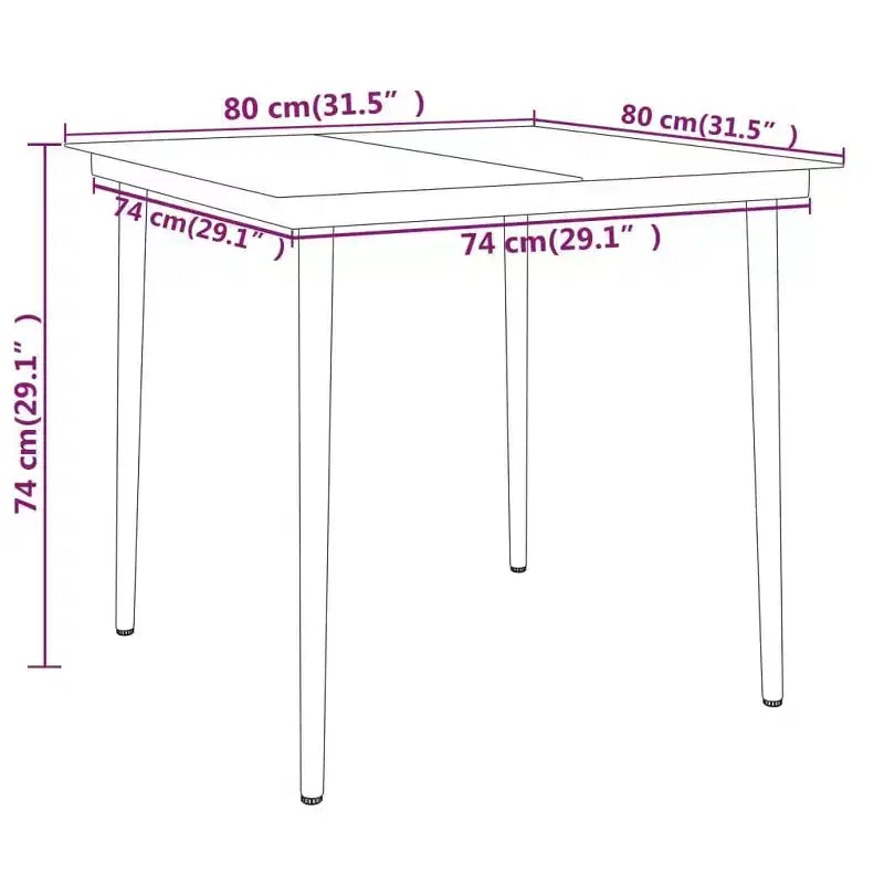 vidaXL Garden Dining Set Grey PE Rattan, Steel, Glass 5-Piece Stackable - 31.5 Table Length Gray 4 Items