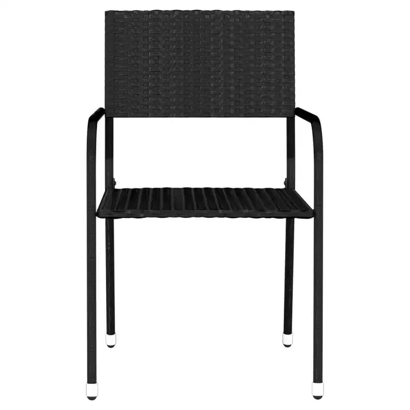 vidaXL Garden Dining Set Black PE Rattan, Powder-Coated Steel, Glass - 55.1 Table Length Black 6