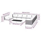 vidaXL Patio Lounge Set Outdoor Sectional Sofa 12 Piece Poly Rattan Dark Gray with Cushions - Perfect for Garden, Deck, or Patio