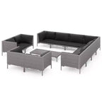 vidaXL Patio Lounge Set Outdoor Sectional Corner Sofa Poly Rattan Dark Grey