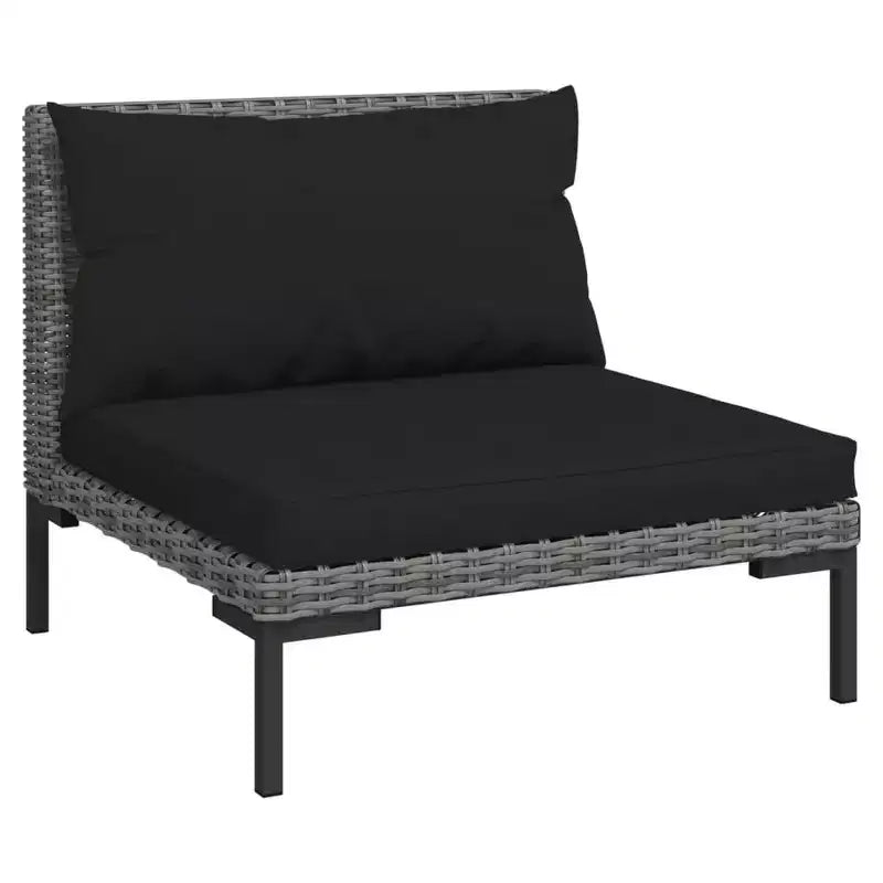 vidaXL Salon de jardin d'angle en résine tressée gris foncé