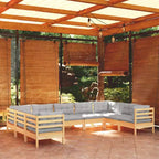 vidaXL Garden Lounge Set Grey, Natural Wood