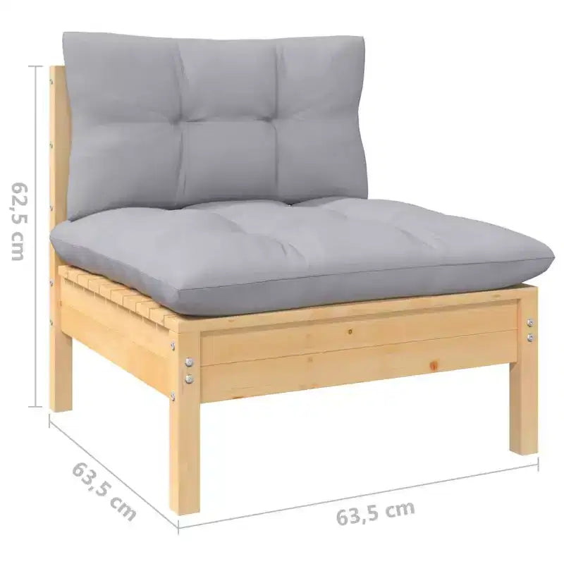 vidaXL Garden Lounge Set Grey, Natural Wood