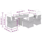 vidaXL 7 Piece Patio Dining Set with Cushions Gray Poly Rattan