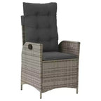 vidaXL 3 Piece Patio Dining Set with Cushions - Poly Rattan Reclining Seats & Acacia Wood Table - Adjustable Backrest - Gray