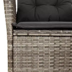 vidaXL 3 Piece Patio Dining Set with Cushions - Poly Rattan Reclining Seats & Acacia Wood Table - Adjustable Backrest - Gray