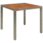 vidaXL 3 Piece Patio Dining Set with Cushions - Poly Rattan Reclining Seats & Acacia Wood Table - Adjustable Backrest - Gray