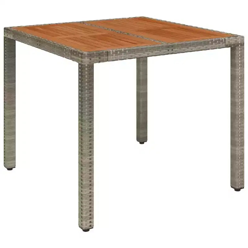 vidaXL 3 Piece Patio Dining Set with Cushions - Poly Rattan Reclining Seats & Acacia Wood Table - Adjustable Backrest - Gray