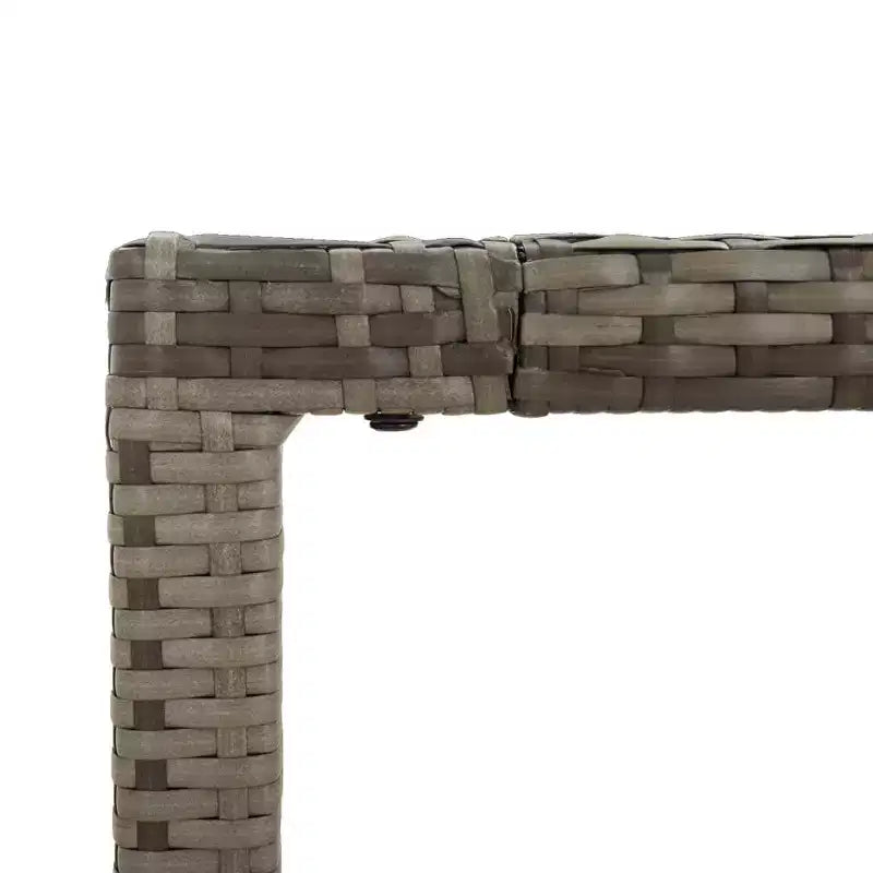 vidaXL 9 Piece Patio Dining Set - Cushion Seating/PE Rattan & Acacia Wood Table/Adjustable Reclining Chairs/Gray/Outdoor Patio Garden Furniture