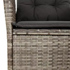 vidaXL 9 Piece Patio Dining Set - Cushion Seating/PE Rattan & Acacia Wood Table/Adjustable Reclining Chairs/Gray/Outdoor Patio Garden Furniture