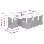 vidaXL Patio Dining Set with Cushions Outdoor Garden Seating Gray Poly Rattan
