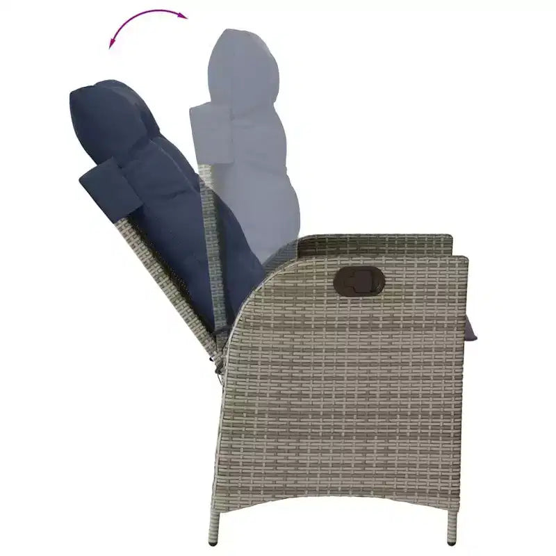 vidaXL Patio Dining Set with Cushions Outdoor Garden Seating Gray Poly Rattan