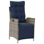 vidaXL Patio Dining Set with Cushions Outdoor Garden Seating Gray Poly Rattan