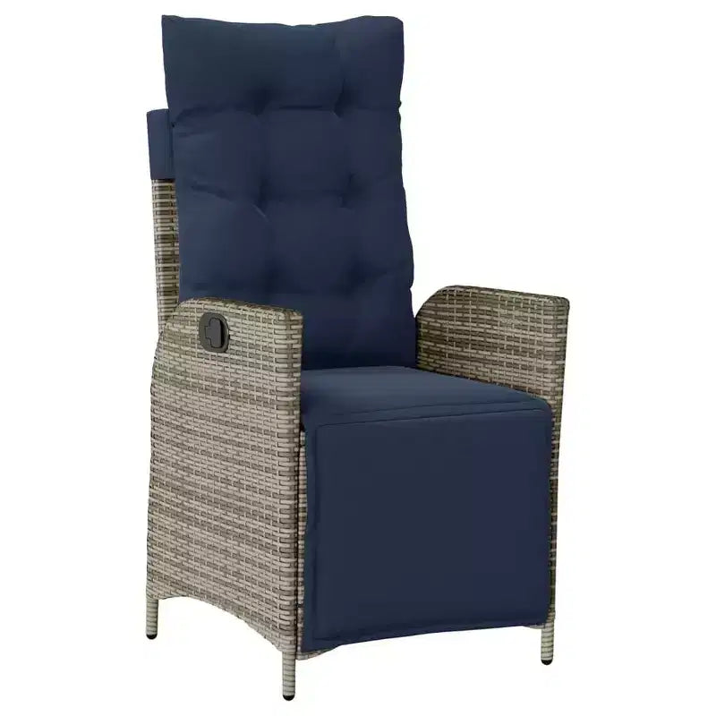 vidaXL Patio Dining Set with Cushions Outdoor Garden Seating Gray Poly Rattan