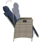 vidaXL Patio Dining Set with Cushions Outdoor Garden Seating Gray Poly Rattan