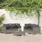 vidaXL Salon de jardin 5 pièces avec coussins en résine tressée grise