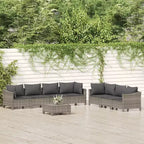 vidaXL 8 Piece Patio Lounge Set with Cushions Gray Poly Rattan