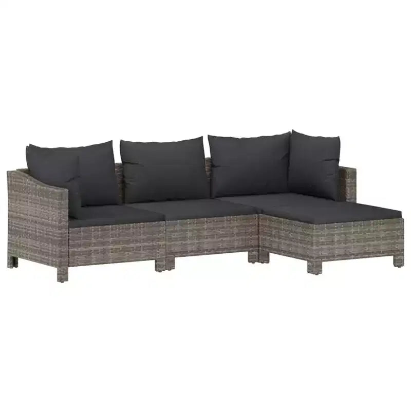 vidaXL 8 Piece Patio Lounge Set with Cushions Gray Poly Rattan