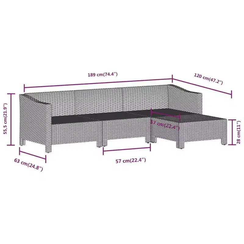 vidaXL 8 Piece Patio Lounge Set with Cushions Gray Poly Rattan