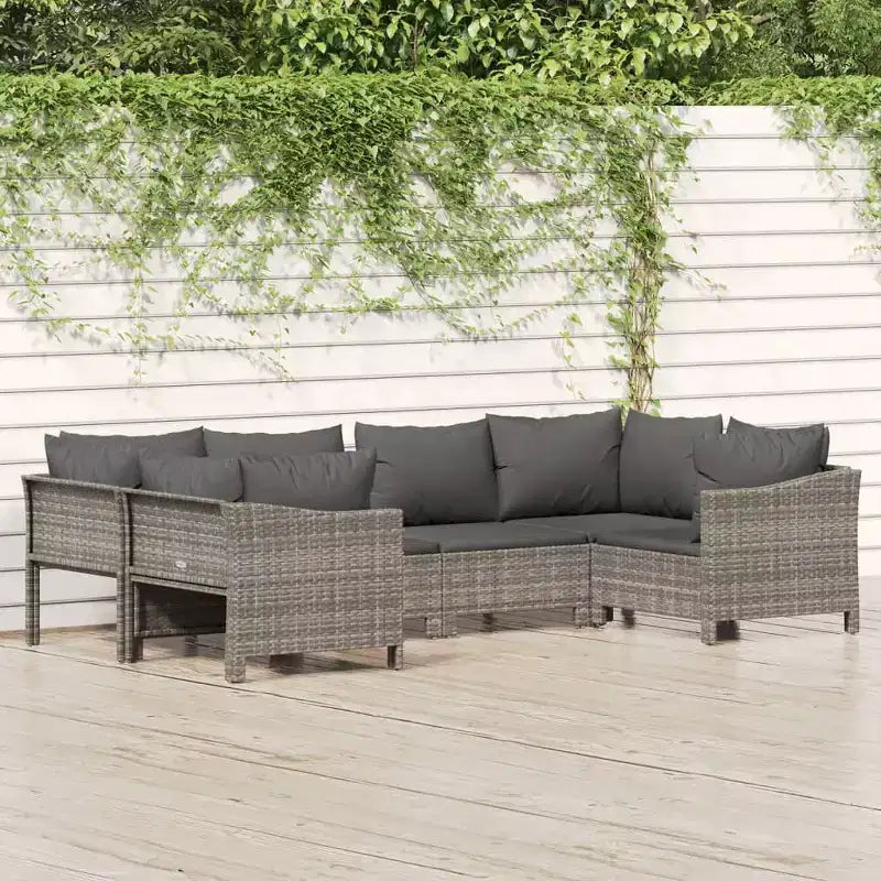 vidaXL Patio Furniture Set Outdoor Armchair with Cushions Gray Poly Rattan
