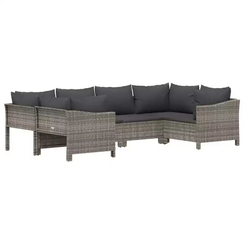 vidaXL Patio Furniture Set Outdoor Armchair with Cushions Gray Poly Rattan