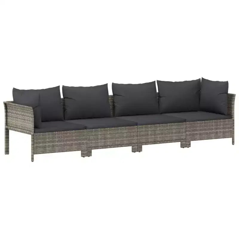 vidaXL Patio Furniture Set Outdoor Armchair with Cushions Gray Poly Rattan