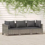 vidaXL Salon de jardin 3 pièces avec coussins en résine tressée gris