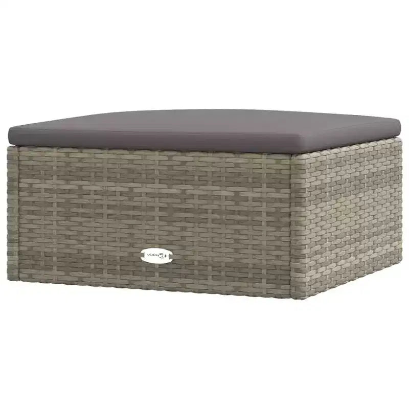 vidaXL Salon de jardin élégant gris avec résine tressée et cadre en acier poudré, comprenant des canapés d'angle, des canapés centraux et un pouf/repose-pieds