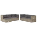 vidaXL Stylish Grey Garden Lounge Set with PE Rattan and Powder Coated Steel Frame, Includes Corner Sofas, Middle Sofas and Footstool