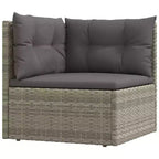 vidaXL Salon de jardin élégant gris avec résine tressée et cadre en acier poudré, comprenant des canapés d'angle, des canapés centraux et un pouf/repose-pieds