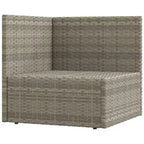 vidaXL Salon de jardin élégant gris avec résine tressée et cadre en acier poudré, comprenant des canapés d'angle, des canapés centraux et un pouf/repose-pieds