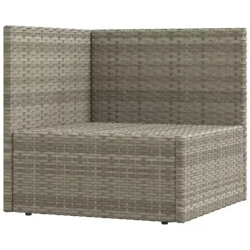 vidaXL Salon de jardin élégant gris avec résine tressée et cadre en acier poudré, comprenant des canapés d'angle, des canapés centraux et un pouf/repose-pieds