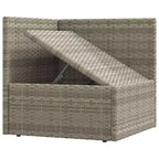 vidaXL Salon de jardin élégant gris avec résine tressée et cadre en acier poudré, comprenant des canapés d'angle, des canapés centraux et un pouf/repose-pieds