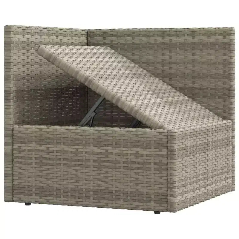 vidaXL Salon de jardin élégant gris avec résine tressée et cadre en acier poudré, comprenant des canapés d'angle, des canapés centraux et un pouf/repose-pieds