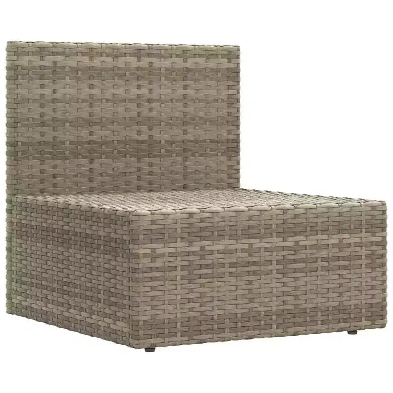 vidaXL Salon de jardin élégant gris avec résine tressée et cadre en acier poudré, comprenant des canapés d'angle, des canapés centraux et un pouf/repose-pieds