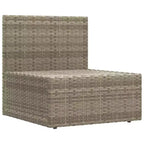 vidaXL Salon de jardin élégant gris avec résine tressée et cadre en acier poudré, comprenant des canapés d'angle, des canapés centraux et un pouf/repose-pieds