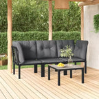 vidaXL Patio Furniture Set Outdoor Loveseat Sofa Black and Gray Poly Rattan