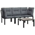 vidaXL Patio Furniture Set Outdoor Loveseat Sofa Black and Gray Poly Rattan
