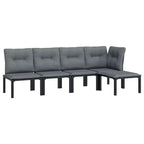 vidaXL Ensemble de salon de jardin Canapé pour pelouse de jardin en polyrotin noir et gris