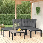 vidaXL Patio Lounge Set Sofa for Garden or Lawn, Black and Gray Poly Rattan