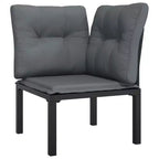 vidaXL Salon de jardin Canapé d'angle en poly rotin noir et gris
