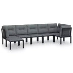 vidaXL 7 Piece Patio Lounge Set Black and Gray Poly Rattan