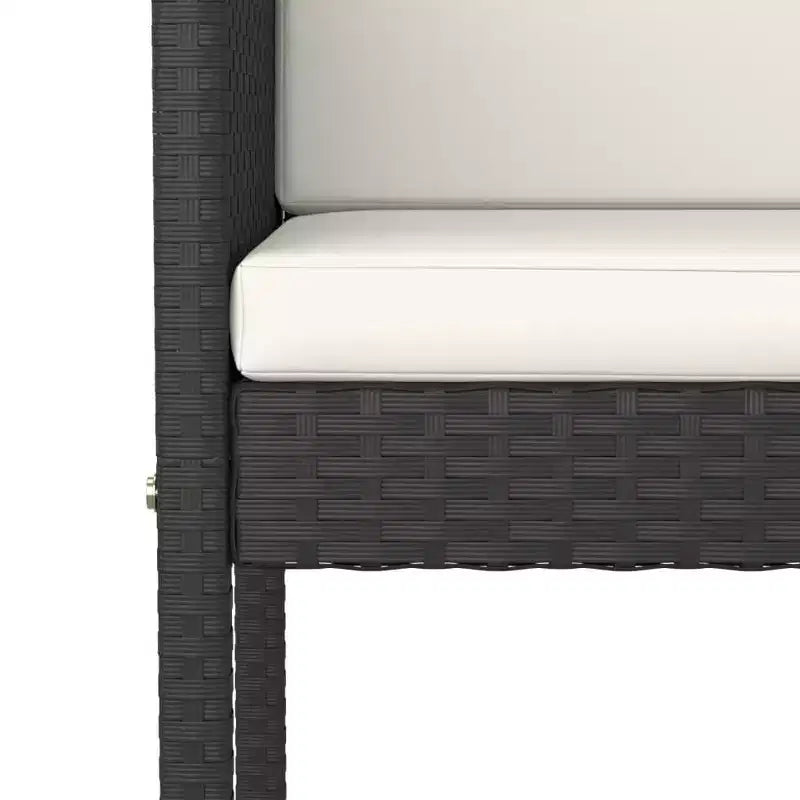 vidaXL Patio Bar Set with Cushions Table and Stool Outdoor Black Poly Rattan