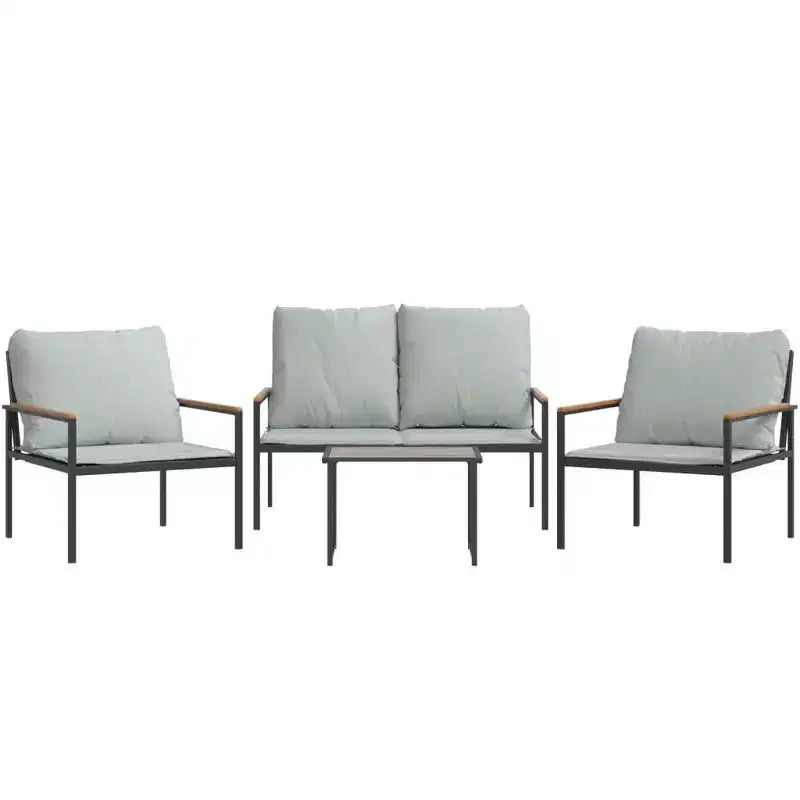 vidaXL 4 Piece Patio Lounge Set with Cushions Anthracite Steel