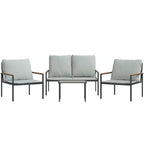 vidaXL 4 Piece Patio Lounge Set with Cushions Anthracite Steel