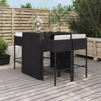 vidaXL Ensemble de bar de jardin 5 pièces en rotin synthétique avec table et tabourets et coussins – Noir