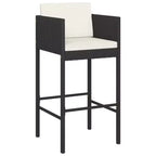 vidaXL Ensemble de bar de jardin 5 pièces en rotin synthétique avec table et tabourets et coussins – Noir